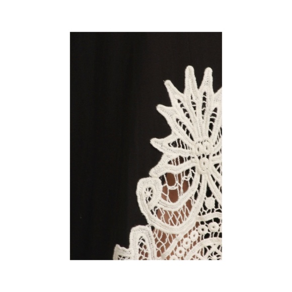 SOLD OUT Pant Gaucho High Waist Crochet Black Capri Wide Bohemian Culottes Plus - Picture 5 of 6